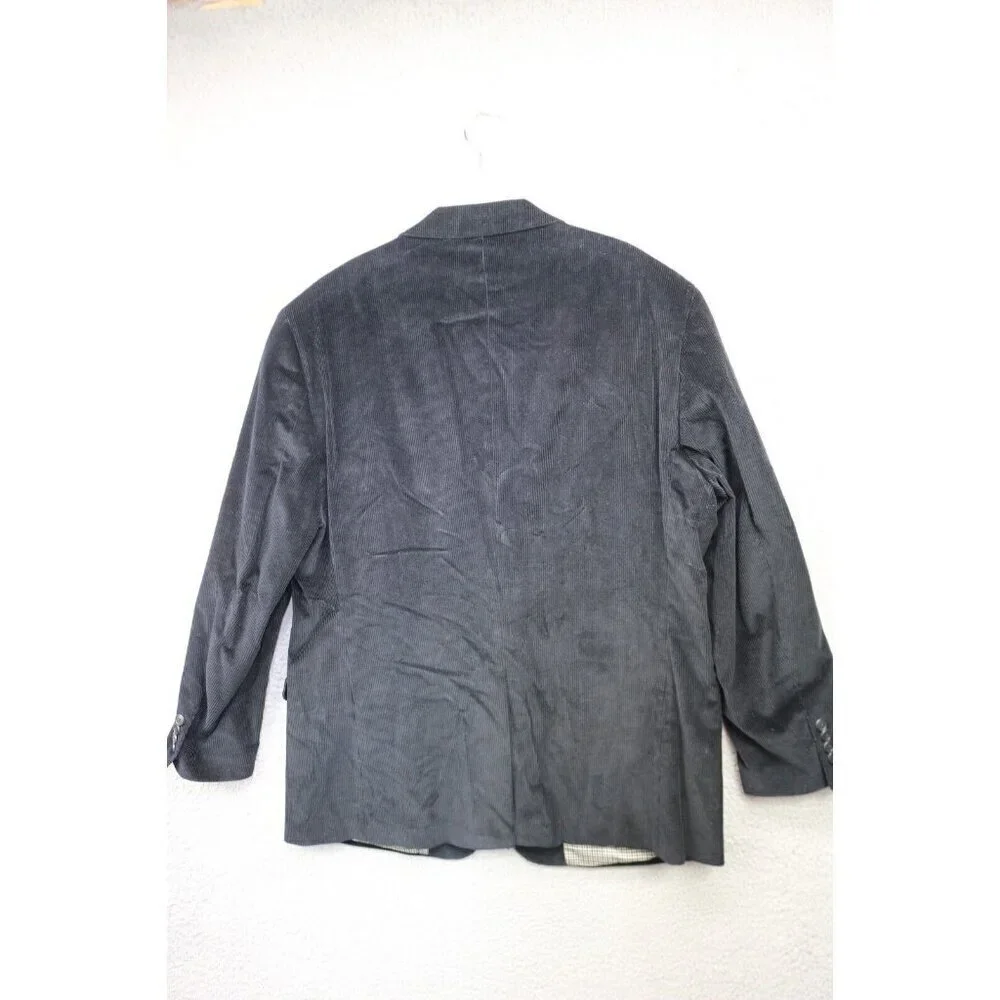 Saddlebred Men's Black Corduroy Blazer-Size 44R-Nice-Two Button-Business